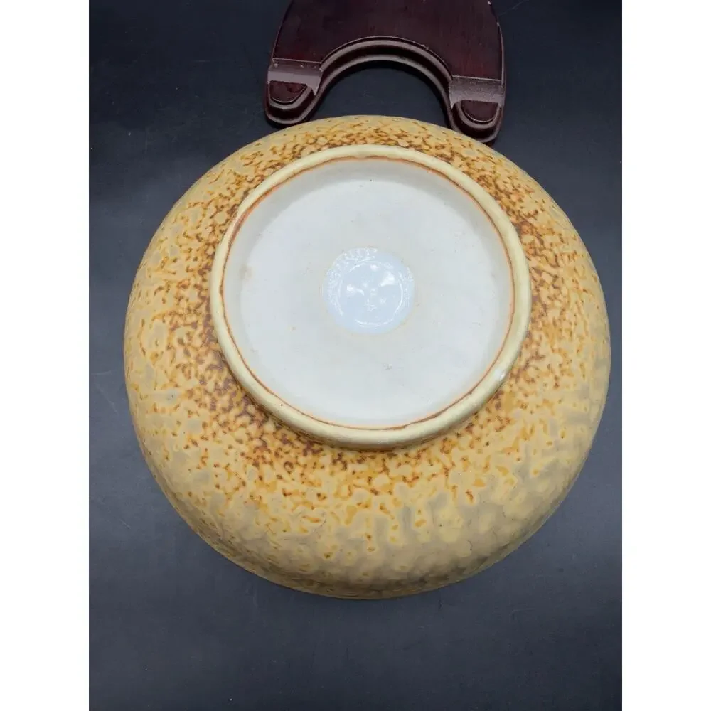 Signed Studio Art Pottery Blue Drip Glaze Serving Bowl 9.5” Hand Thrown 1989